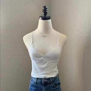 Brandy Melville Elegant White Lace Trim Camisole
